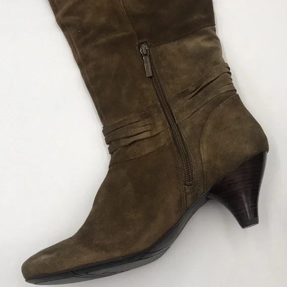NINE WEST Nwadele Dark Green Suede Knee Boots - Picture 6 of 13